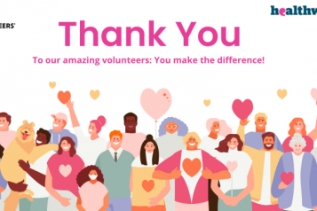 There is a logo of Healthwatch Brent on the top right hand corner and the volunteers week logo on the left top hand corner. The text in the middle says 'thank to you to our amazing volunteers. You make the difference.'